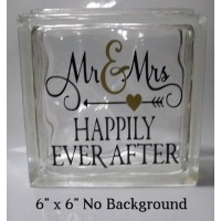 Happily Ever After wedding decal sticker for 8" Glass Block DIY   323289854390